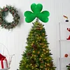 St Patricks Day Tree Topper Green Plush Shamrock with Metal Base for Decor Gift