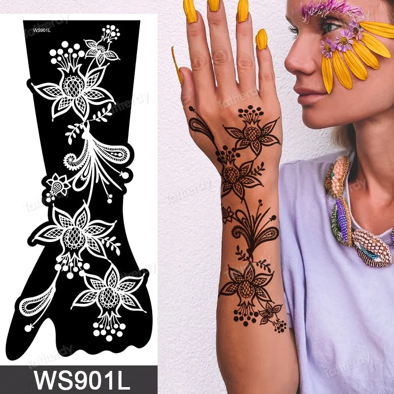 1 Sheet Flower Lace Henna Stencil Body Art Temporary Tattoo Sticker Airbrush Print Stencil Stamp Plates Template Mandala Wedding
