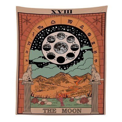 Tarot Divine Mandala Tapestry Hippie Boho Decor Psychedelic Tapestry Macrame Wall Hanging Witchcraft Wall Cloth Tapestries Throw