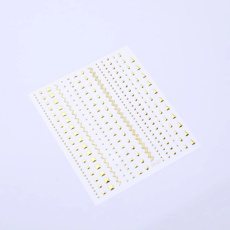 1PC Gold 3D Nail Stickers Nail Art Adhesive Decals Geometric Stripes Lines Wave Designs Sliders Decorations For Manicuring
