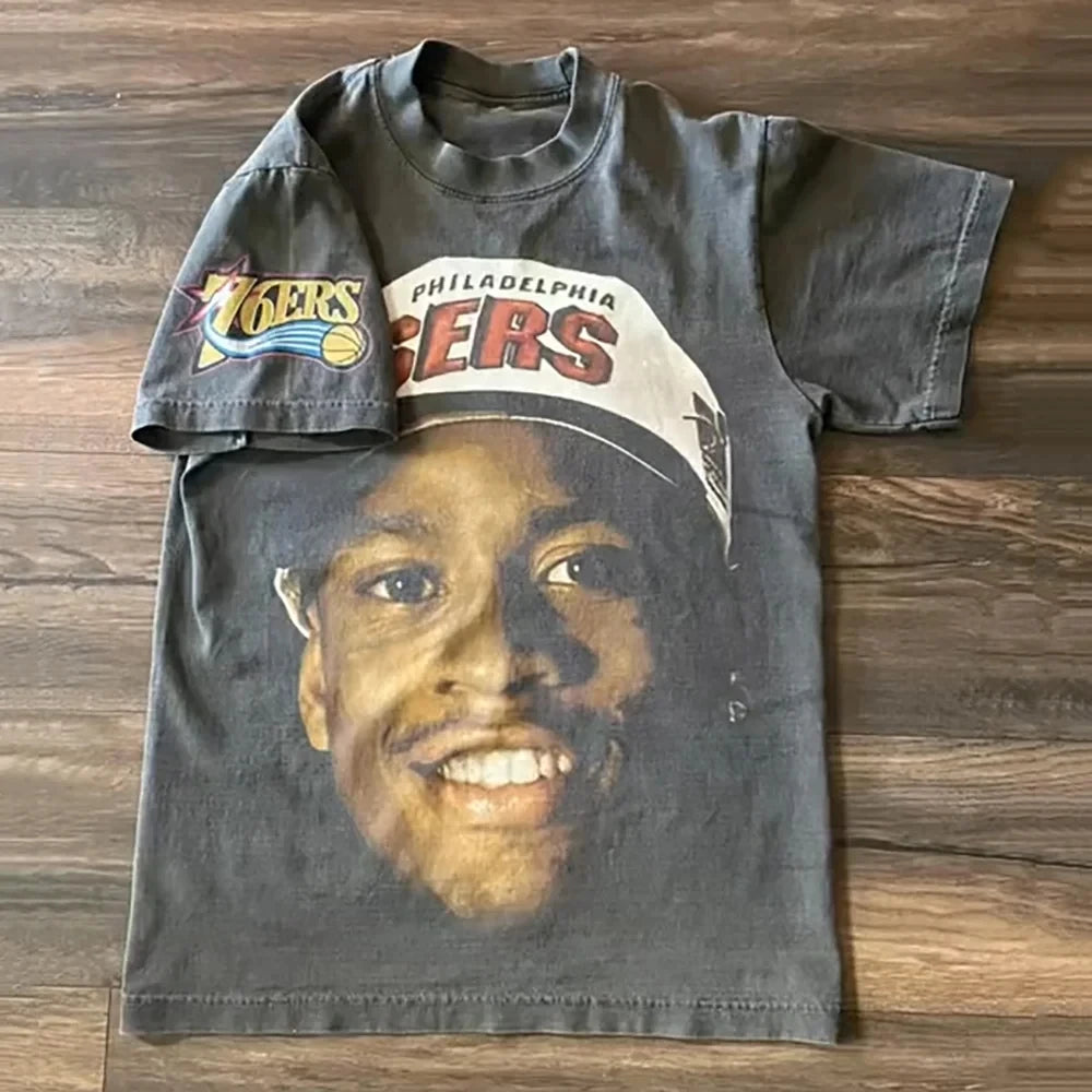 Aonga Y2K Casual Fashion T Shirt Harajuku Hip Hop Figure Graphic Printed T Shirt Gothic Retro Oversized Short Sleeved Mens Womens Tops aonga