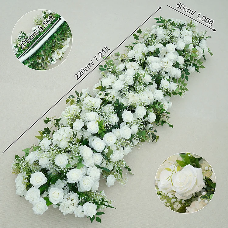 A8773 White Rose Greenery Floral Arrangement Decor Wedding Backdrop