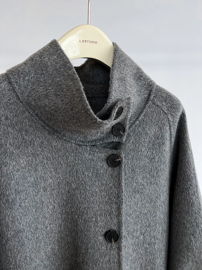 Urban Style Wool Stand Collar Long Sleeve Coat