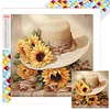 5D DIY Full Square Drill Diamond Painting Sunflower Hat Kit Home Decor 35x35cm (A)