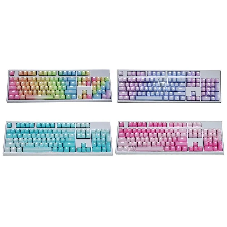 4 Styles Pastel Rainbow PBT Pastel Backlit Rainbow Kawaii Keycaps SP16336
