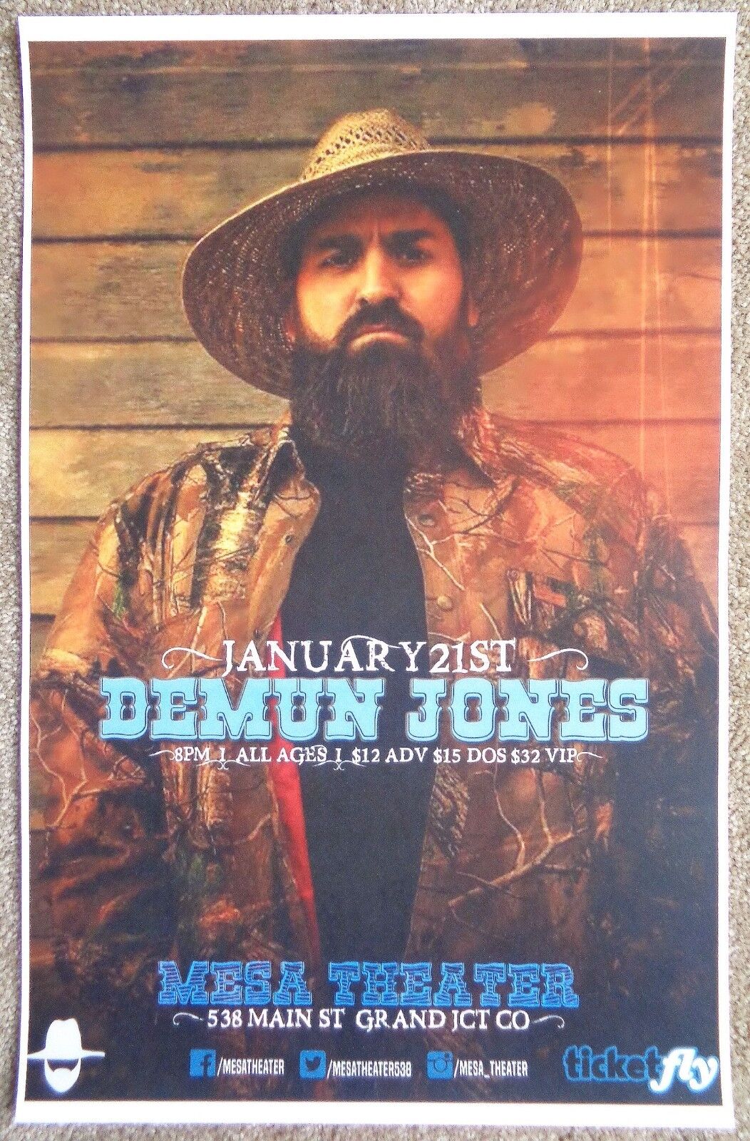 DEMUN JONES 2017 Gig POSTER Grand Junction Colorado Concert