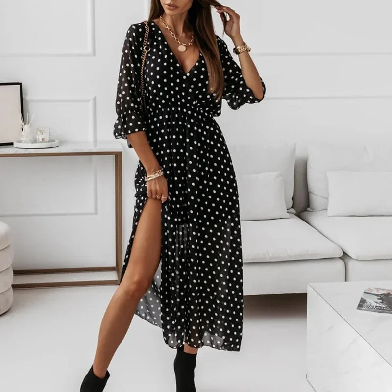 Elegant Long Dresses For Women Party Female Sexy V Neck Retro Print Maxi Dress Spring Summer Sleeveless Streetwear Loose Dresses