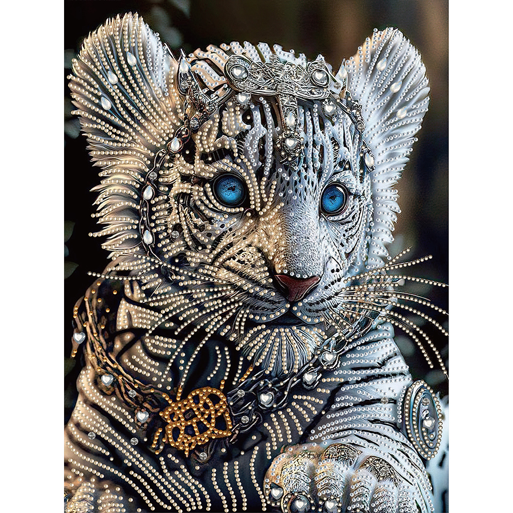 Little White Tiger 30*40CM(Canvas) Special Shaped Drill Diamond Painting gbfke