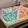 Tulip Night Light Handmade DIY Magic Cube Tulips Flower Table Lamp and Mirror Home decor Gift