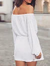 Solid Color Off-The-Shoulder Long Sleeve Mini Dress