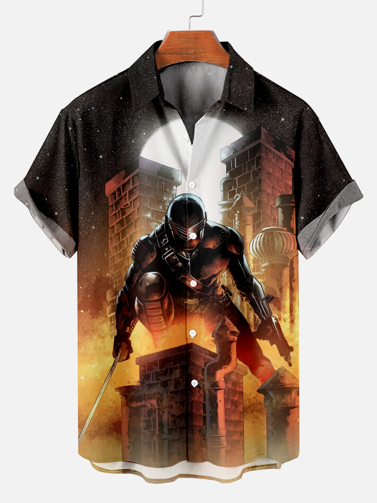 Retro Classic Movie Midnight Short Sleeve Shirt PLUSCLOTHESMAN