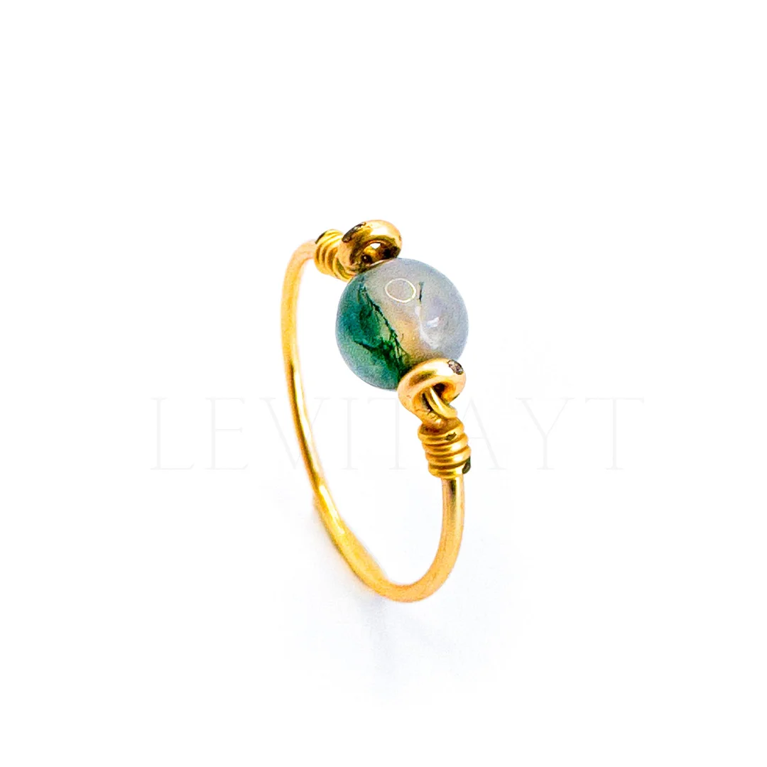 Moss Agate Earth Orb | Anxiety Relief Ring
