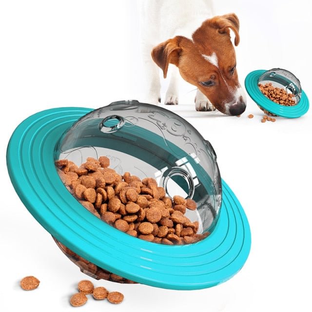 Flying Saucer Treat Dispensing Dog Toy Slow Food Feeder Ball