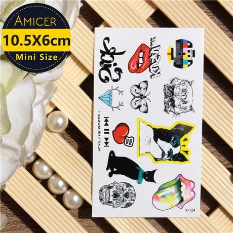 Waterproof Temporary 3d Tattoos sticker on body art color tattoo Cat fake glitter tattoo flash women tattoo for girl