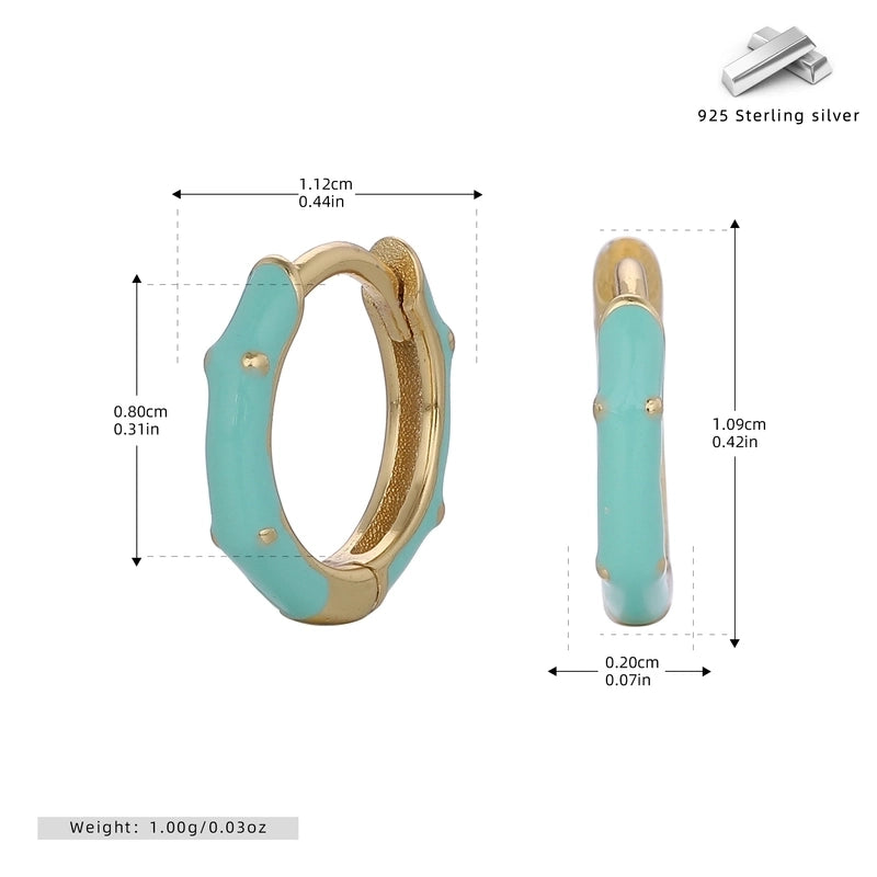 1 Pair 925 Sterling Silver Round Earrings