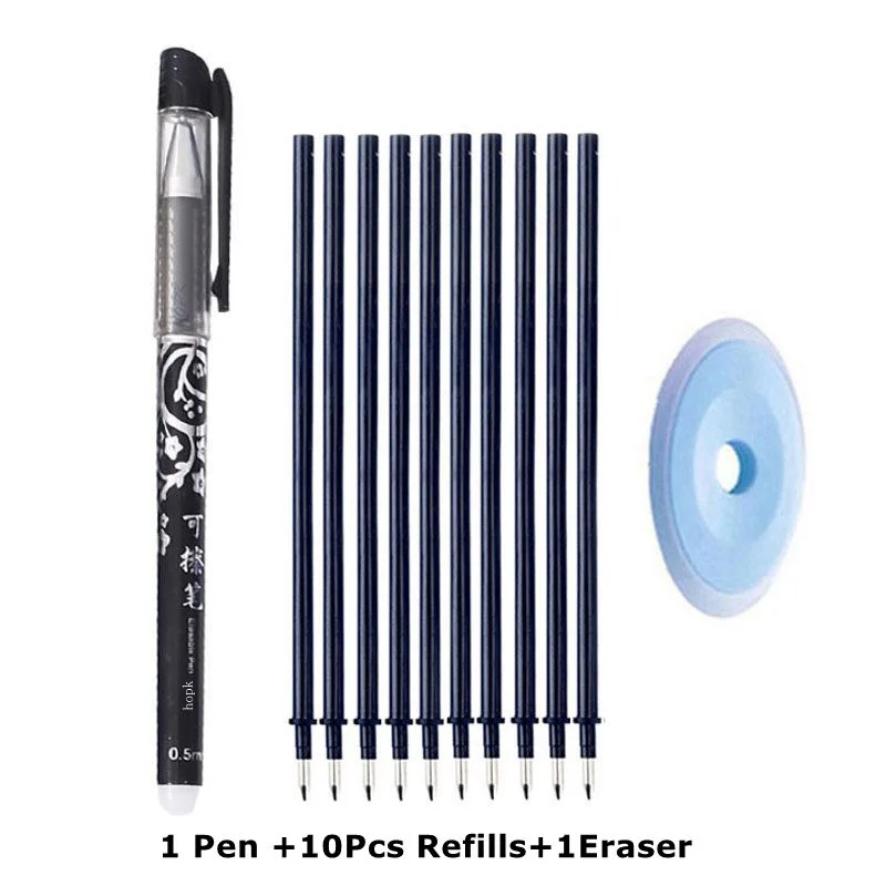 Erasable Pen Refills Rod Set 0.5mm Needle/0.7mm Bullet tip Washable Handle Erasable Ballpoint Pen for School Pen Writing Tools