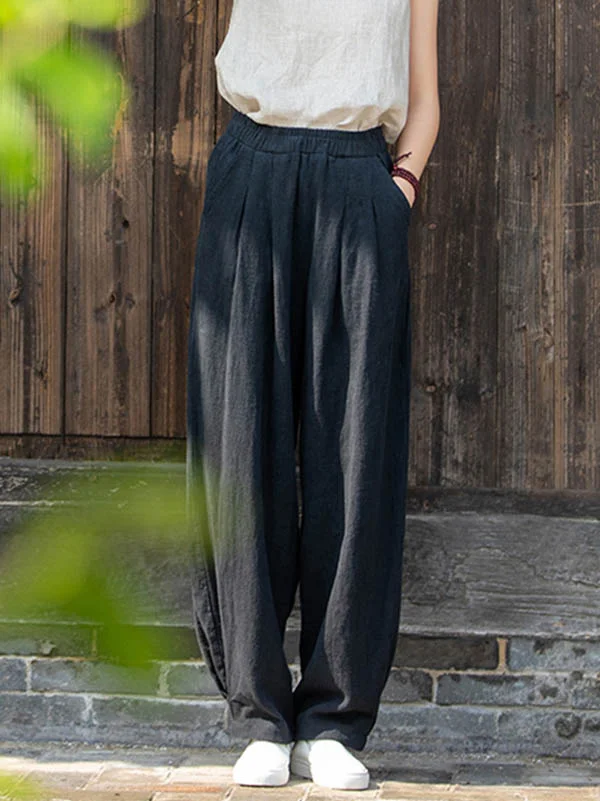 Vintage Roomy Pure Color Casual Lantern Pants