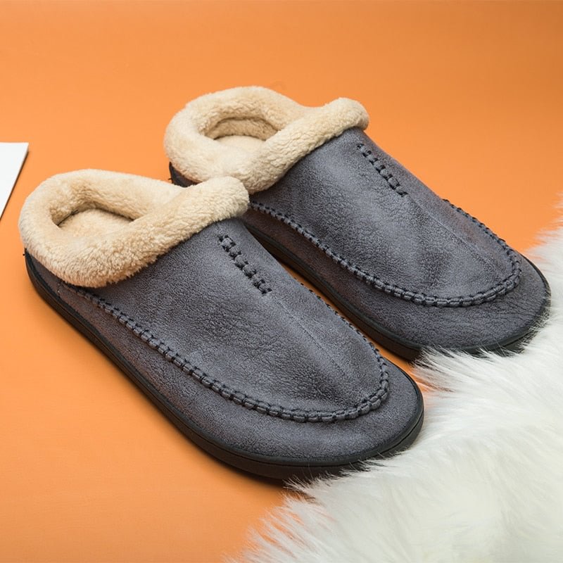 New Winter Men Slippers Home Indoor Warm Shoes Thick Bottom Plush Cotton House Slippers Man Cotton Shoes Large Size 49 50