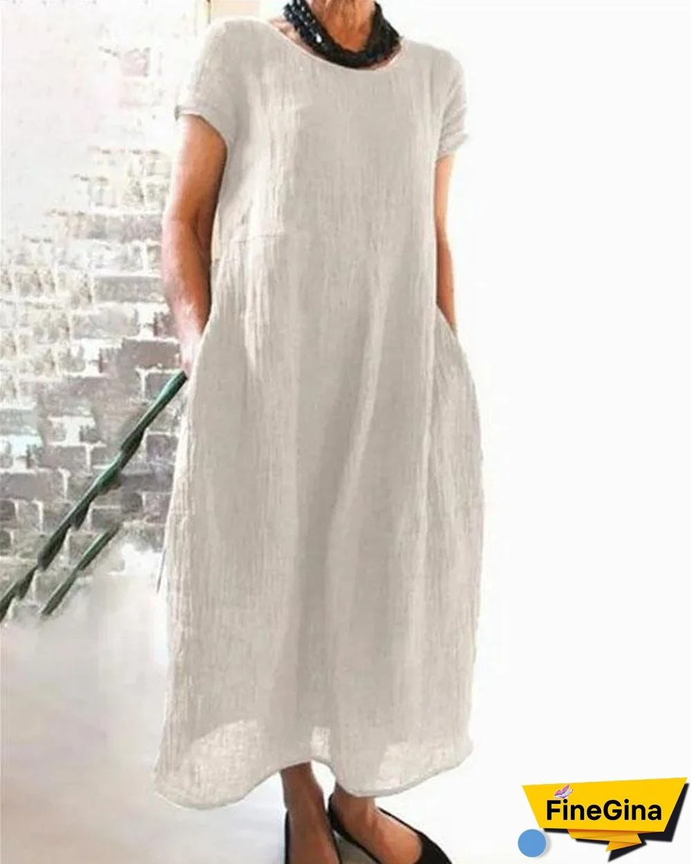 Loose Style Linen Maxi Dress