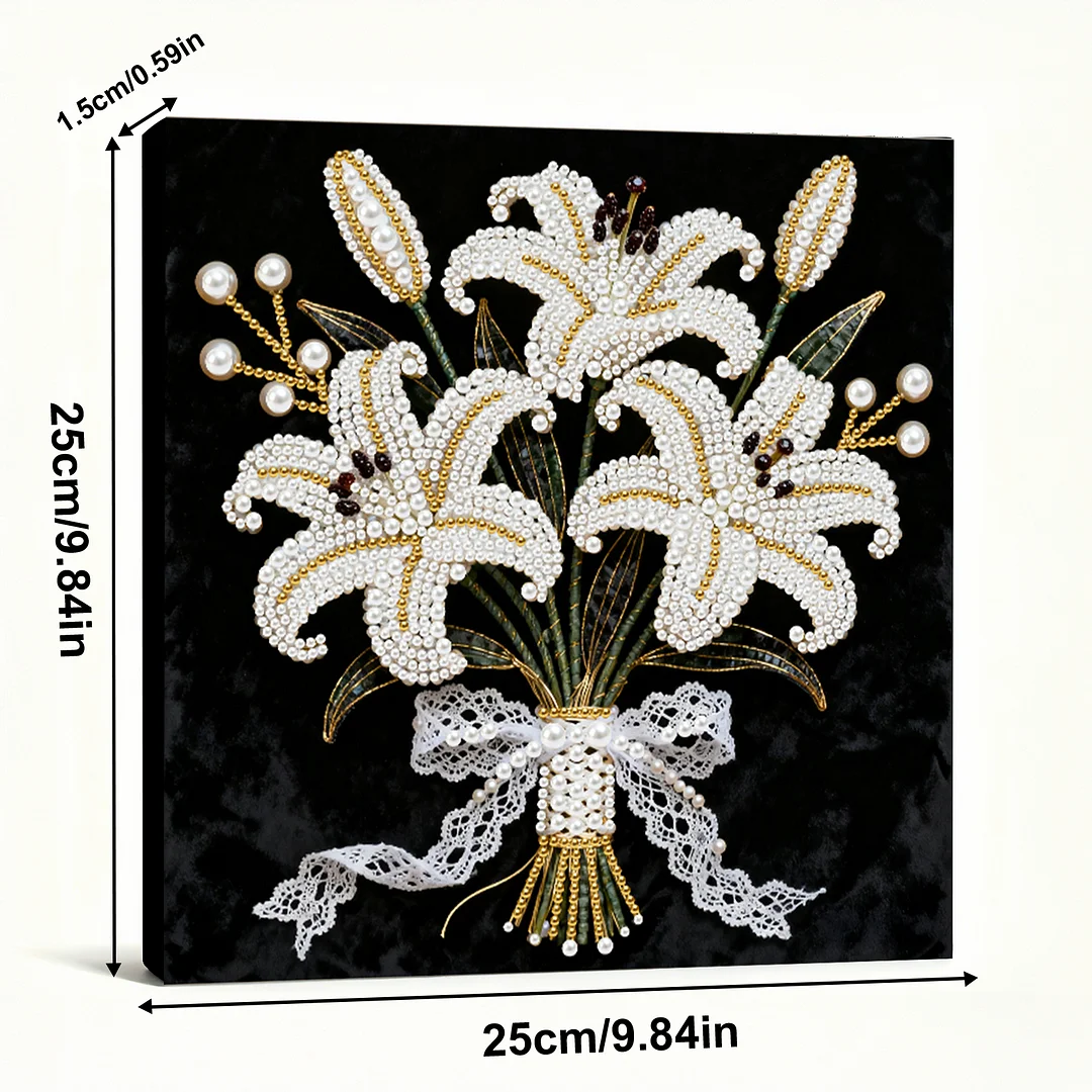 Blooming Flowers DIY Pearl Diamond Art Kit for Adult Home Decor 25x25cm With Frame