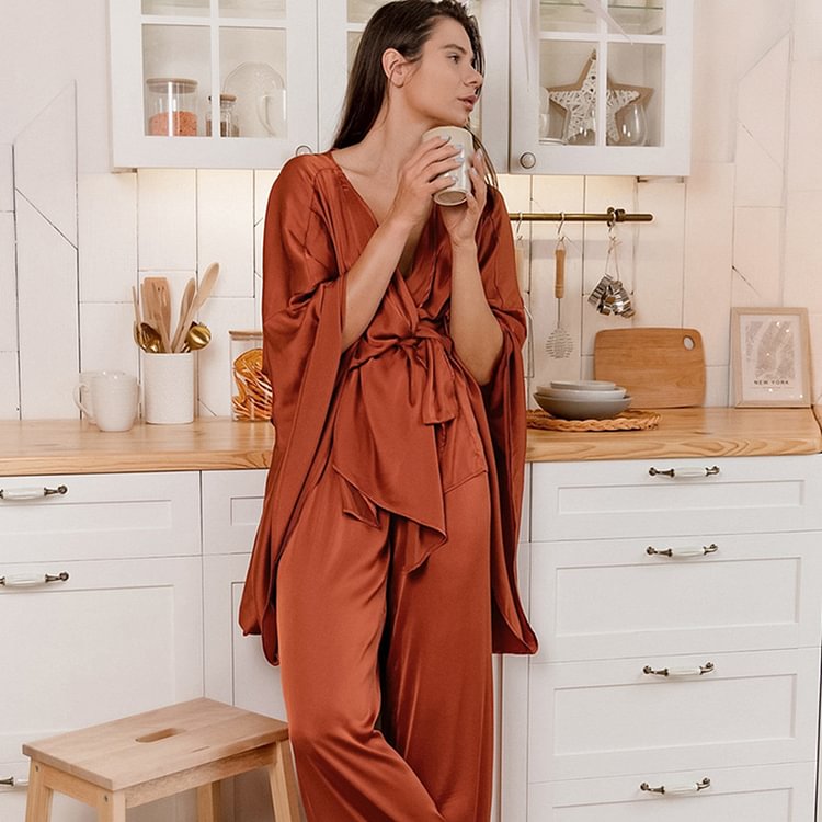 22 Momme Loose Silk Matching Pajamas-Chouchouhome
