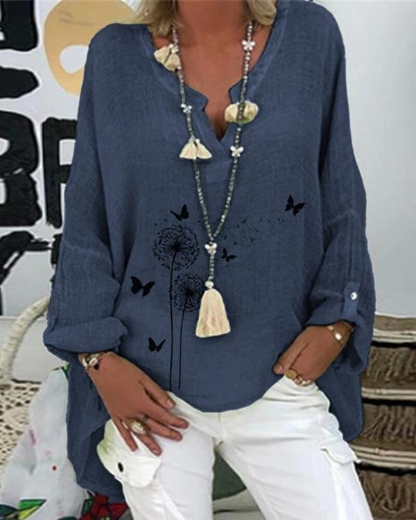 Long Sleeve Casual Floral Printed Shirts & Tops
