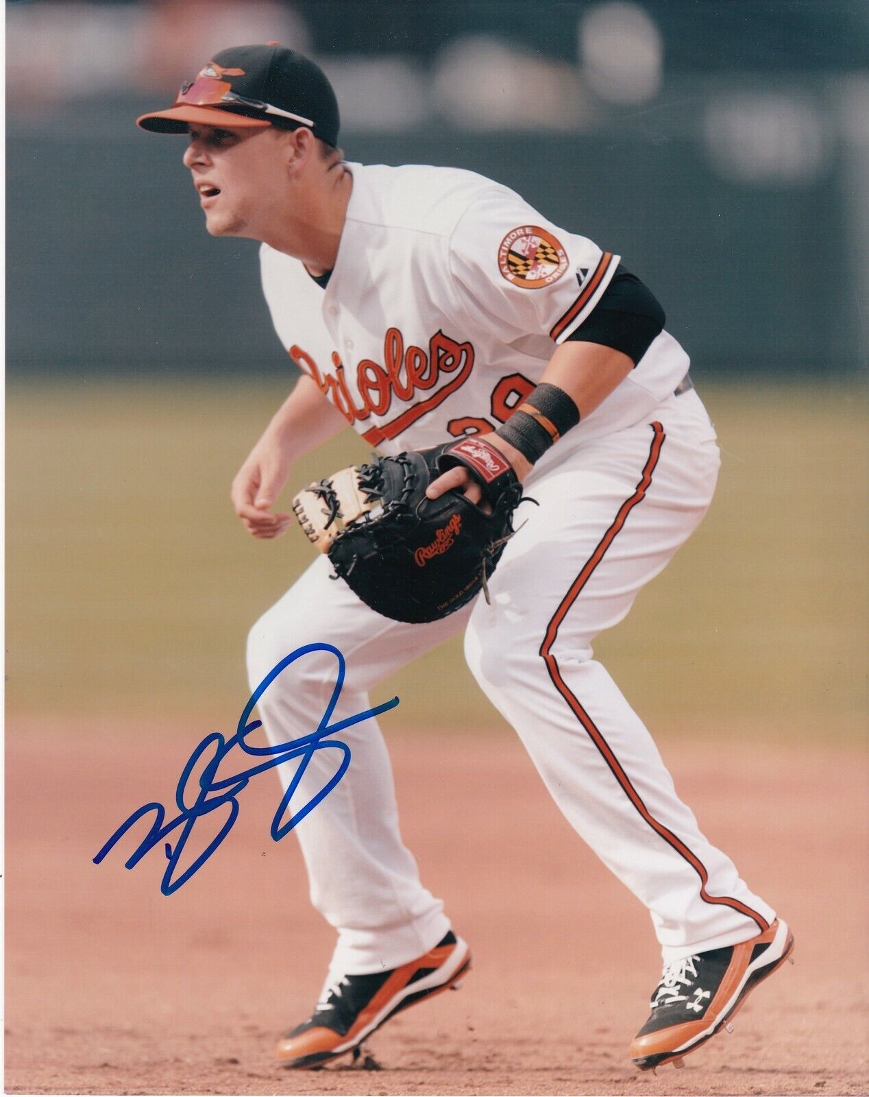 BRANDON SNYDER BALTIMORE ORIOLES ACTION SIGNED 8x10