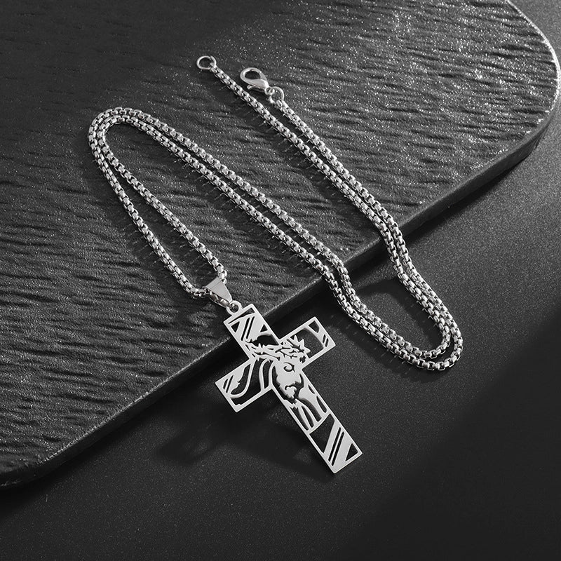 Hip-Hop Retro Roman Style Geometric Cross Titanium Steel Plating Unisex Pendant Necklace