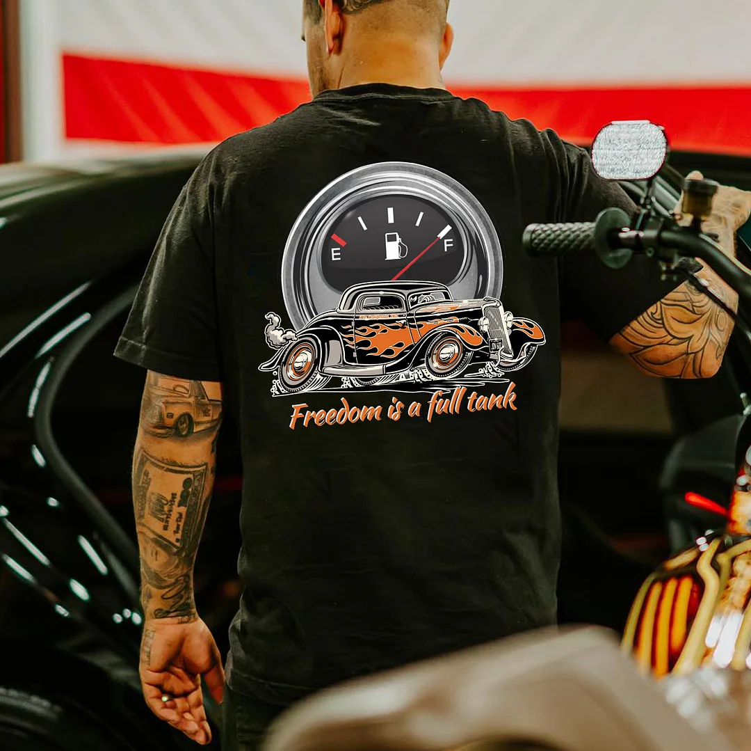 FREEDOM IS A FULL TANK Classic Car Print Men's T-shirt