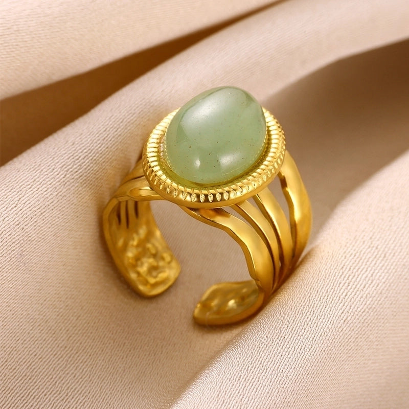 IG Style Elegant Classical Geometric 304 Stainless Steel Howlite Open Rings In Bulk