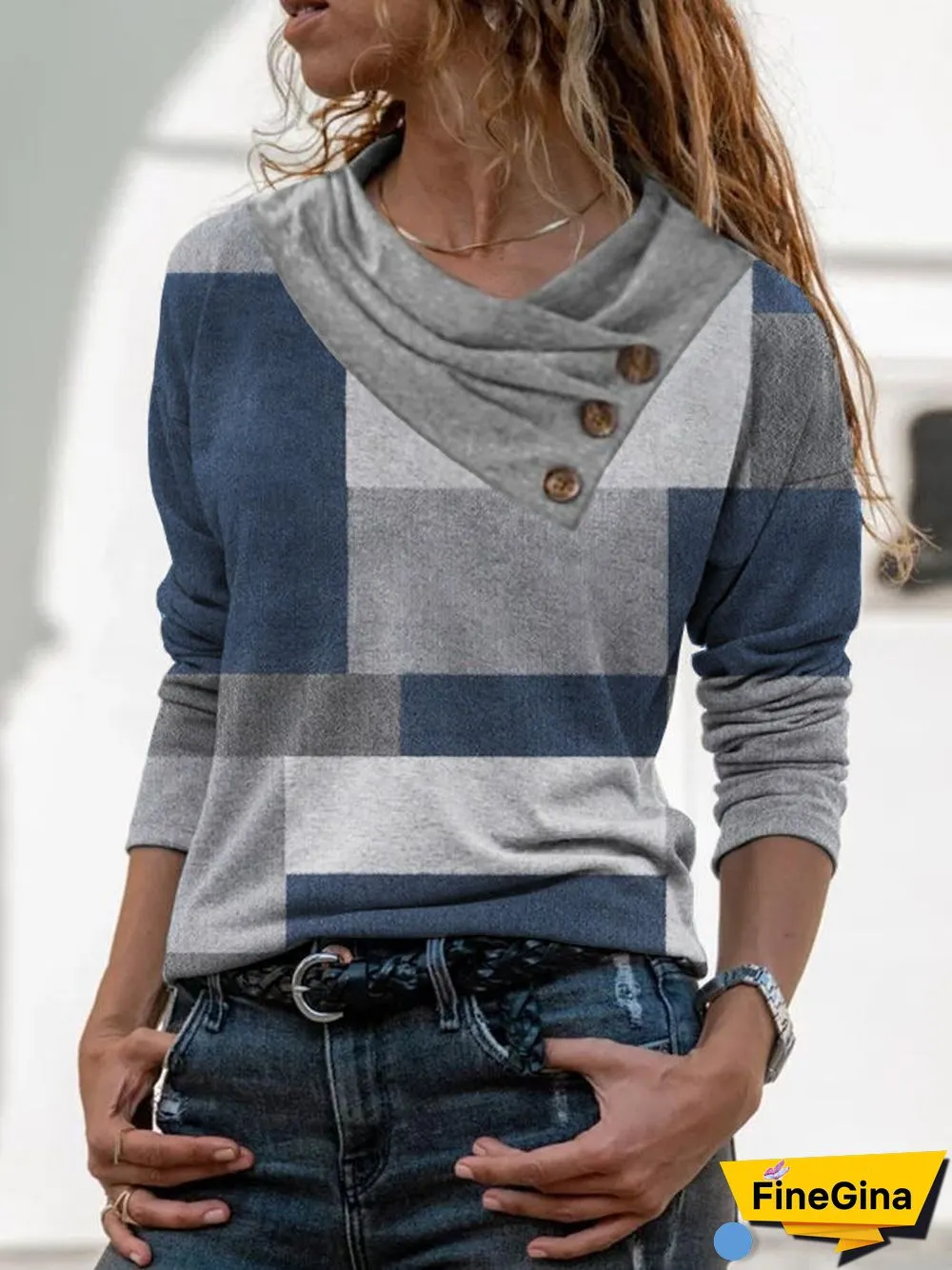 Retro Long Sleeve Print Top
