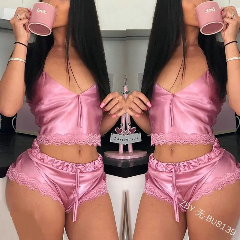 Churchf Sex Lingerie Set High Elastic Garlic Home Pajamas Sexy 2 Sets 8139