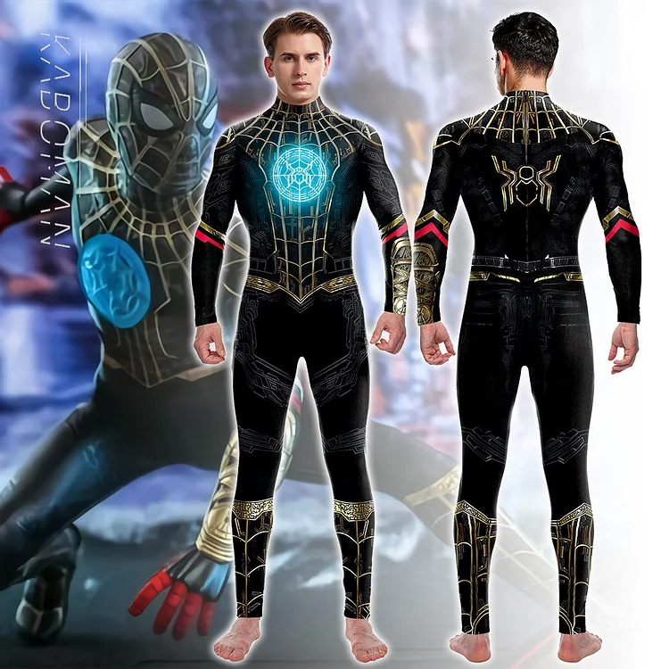 Spider Man No Way Home Cosplay Costume 3D Digital Printing Skinny Jumpsuit-elleschic