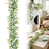 Spring Easter Decoration Garland 210cm Artificial Colourful Garland with Eggs and Green Leaves for Home Party Wall Fireplace Stairs Window
