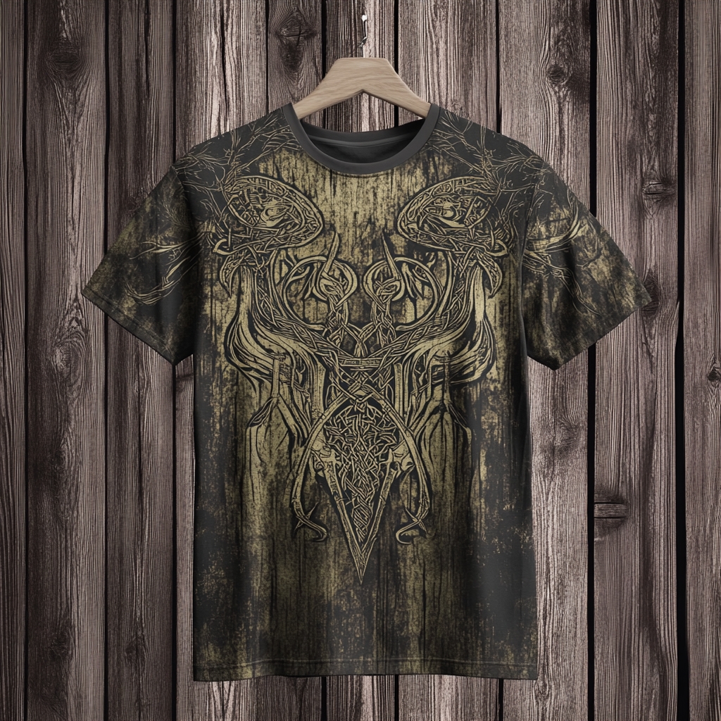 Men's Viking Tribal Nordic Odin Totem Celtic Knot Print T-shirt / Rvogue / Rvogue
