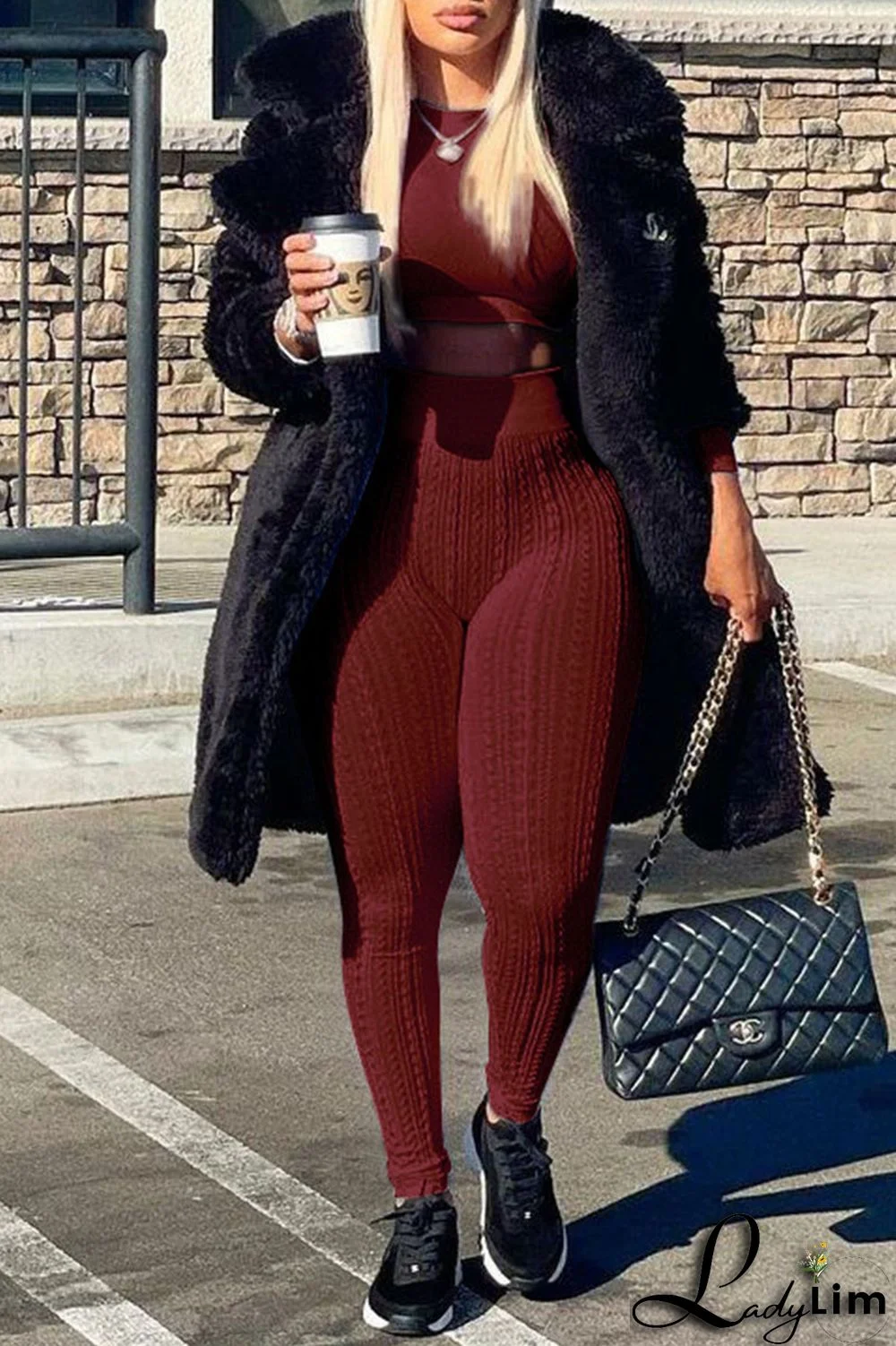 Black Casual Solid Split Joint O Neck Long Sleeve Two Pieces