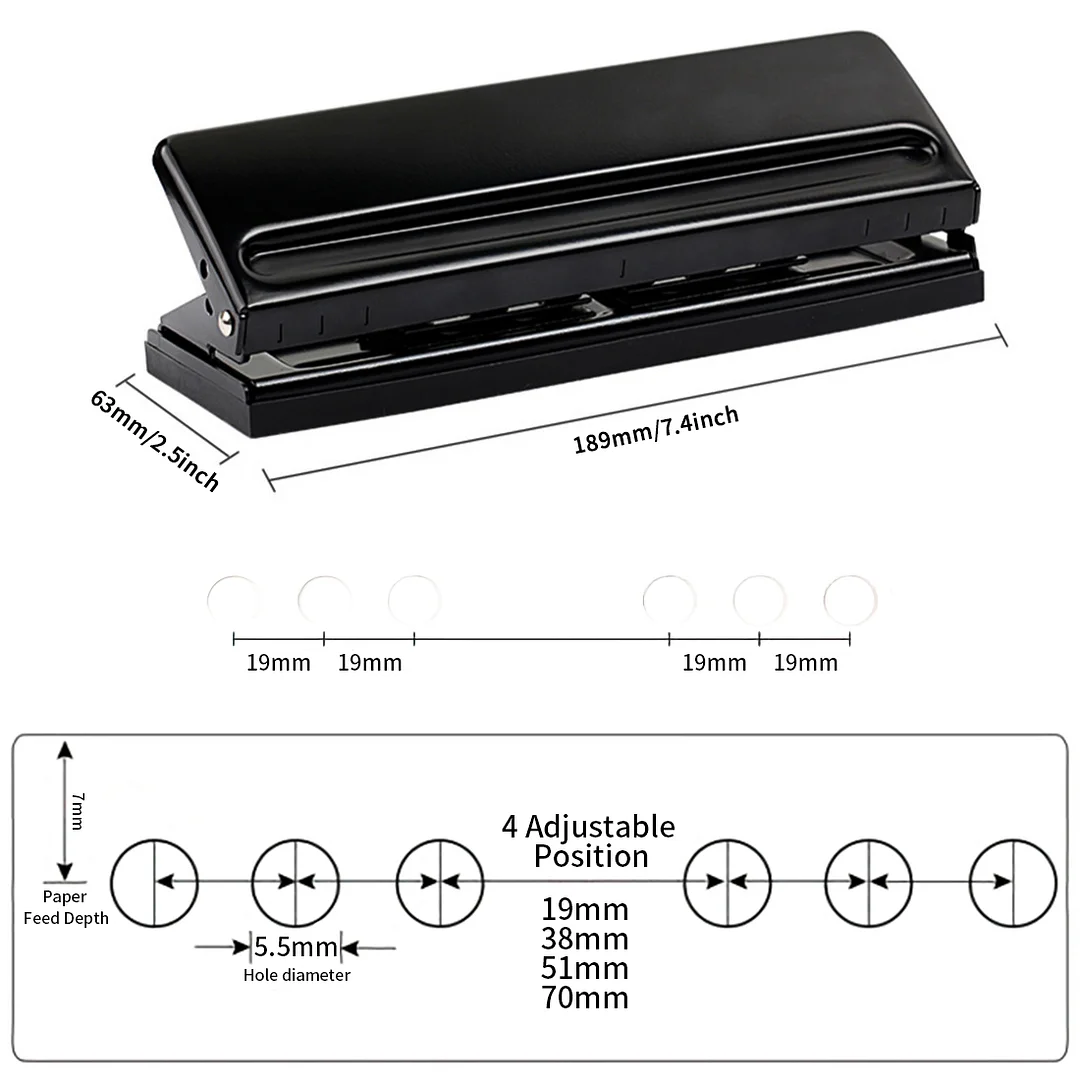 Adjustable 6 Hole Punch: Metal Six Hole Puncher for Planners and 6-Ring  Binders