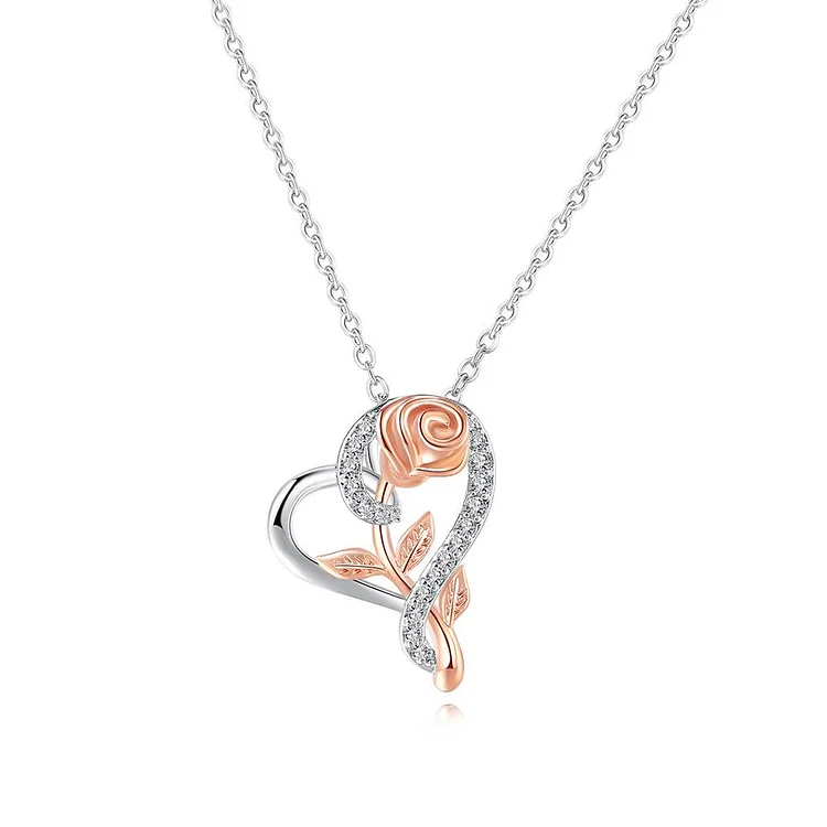 Heart Necklace Rose Diamond Necklace Forever Love Gifts for Her