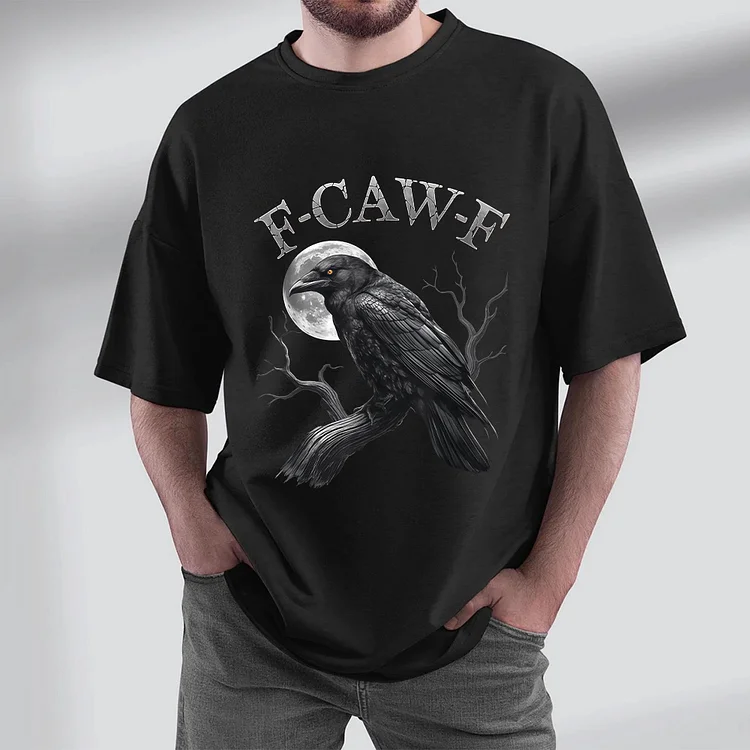 F-Caw-F Crow T-Shirt, Funny Gothic Black Bird Moon Tee, Raven Graphic Humor Shirt for Adults Sweatshirt, Hoodie
