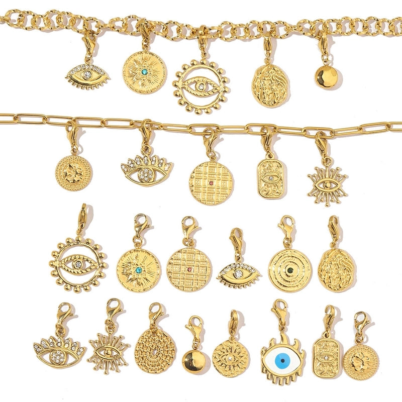 3 PCS/Package Titanium Steel Rhinestones Eye Pendant Jewelry Accessories