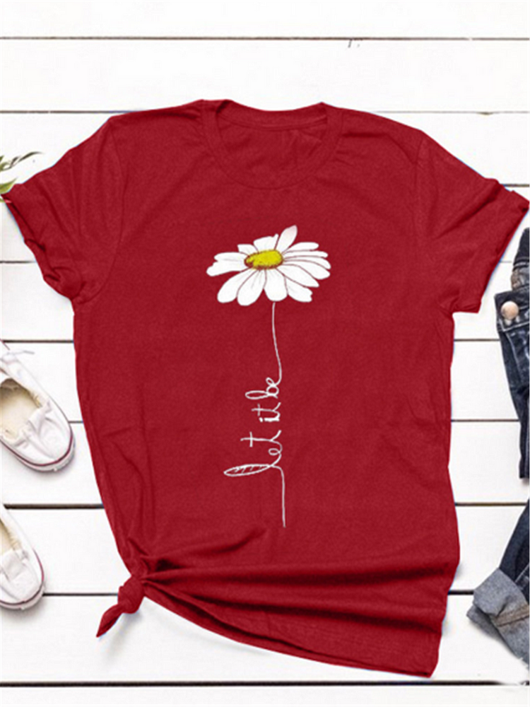 Bestdealfriday Casual Floral Print Cotton Blend Short Sleeve Shirts Tops 7789165
