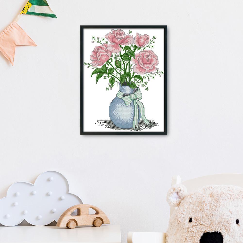 

Summer vase - 14CT Stamped Cross Stitch - 23*30cm, 501 Original