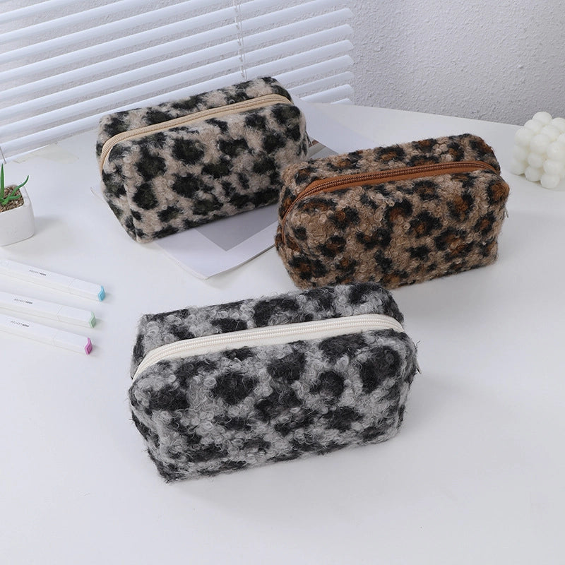 Tiger Skin Leopard Plush School Korean Style Pencil Case