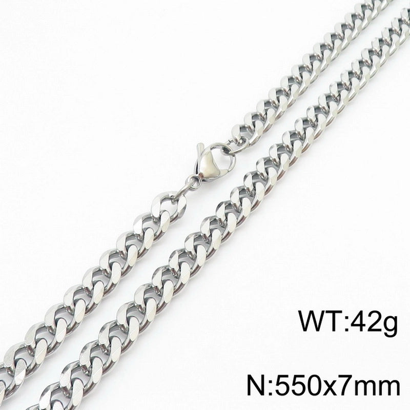 Hiphop Hip Hop Men & Women Trendy Stainless Steel Six-Sided Grinding Necklace