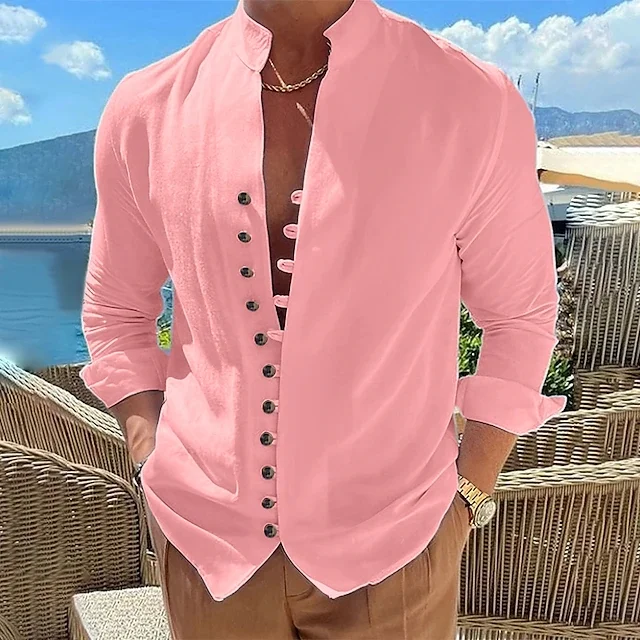 Men's Shirt Linen Shirt Button Up Shirt