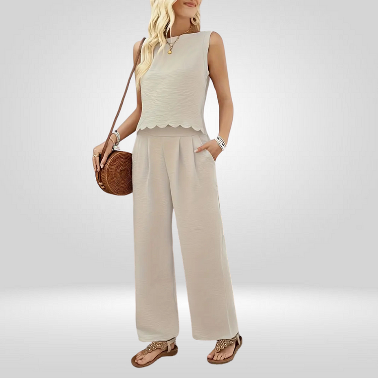 New Sexy Casual Pants Perspective Holiday Style Trousers Hollow Two-Piece Suit