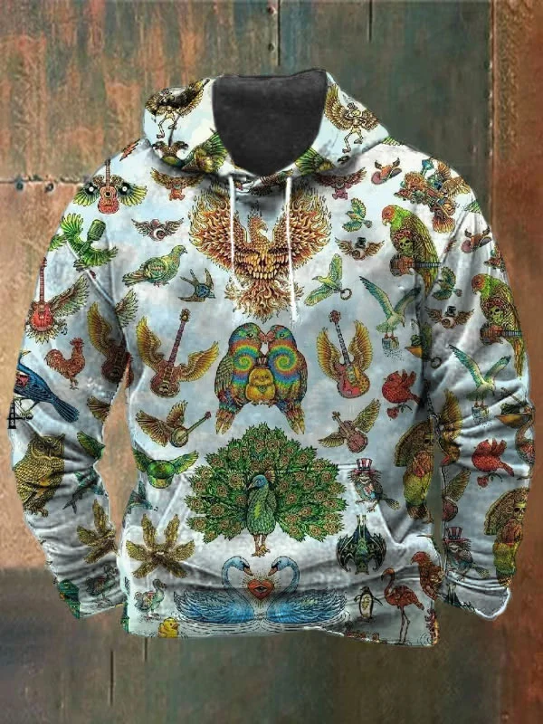 Unisex Skull Animal Guitar Print Heavyweight Hoodies