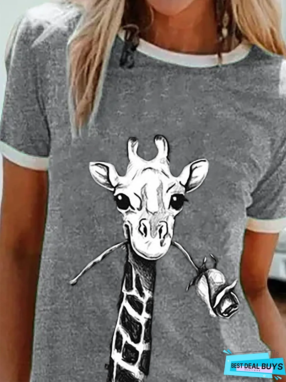 Casual Cotton-Blend Printed Crew Neck T-shirt