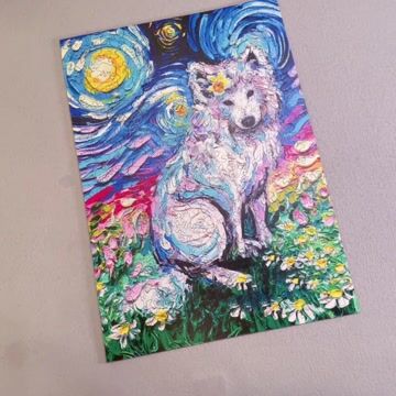 Van&nbsp;Gogh&nbsp;Samoyed Wooden Jigsaw Puzzle