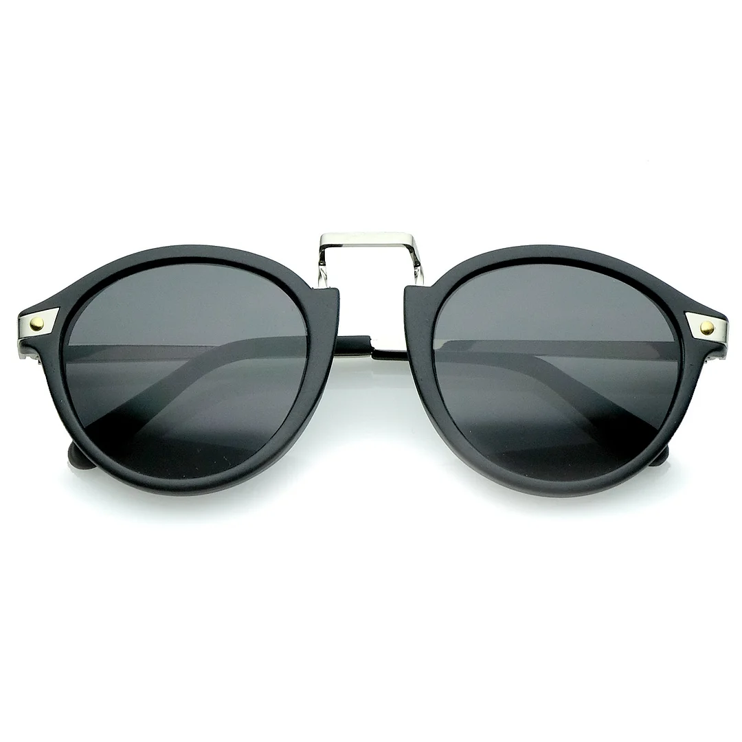 Retro Horn Rimmed Metal Nose Bridge P3 Round glasses 50mm